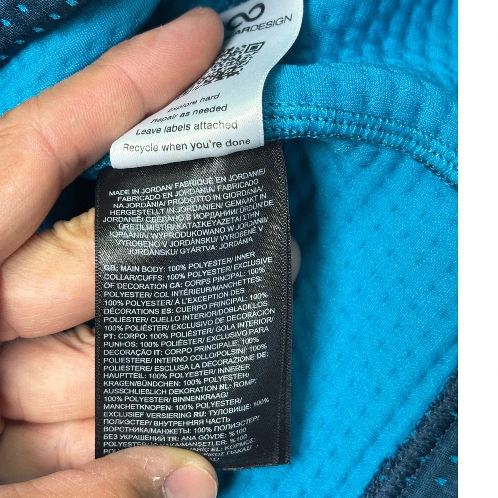The North Face DotKnit 1/4 Zip Pullover Mens Large Blue NF0A88U6 Circular Design
